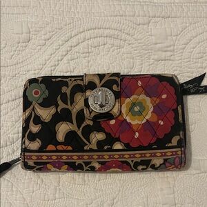 Vera Bradley Black and Red Floral Wallet